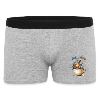 Early Bird Tired Grumpy Coffee Bird Cartoon Art - Männer Boxer Shorts - Grau meliert - Vorne