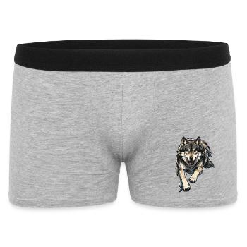 Illustration de loup - Boxer Homme - gris chiné - Devant