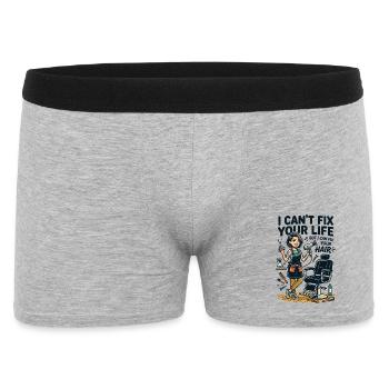 Ich kann dein Leben nicht reparieren, aber ich kann deine Haare reparieren - Männer Boxer Shorts - Grau meliert - Vorne
