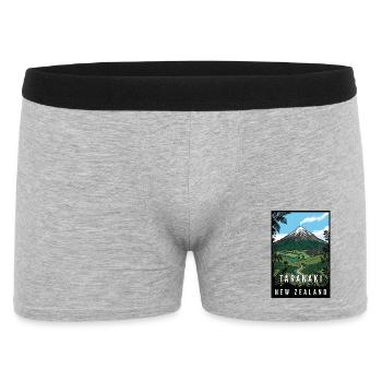 Entdecken Sie den Taranaki Mountain in Neuseeland - Männer Boxer Shorts - Grau meliert - Vorne