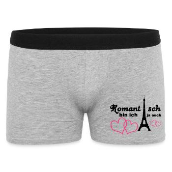 Romantisch Liebe Herz Paris Paar Spruch Geschenk - Männer Boxer Shorts - Grau meliert - Vorne