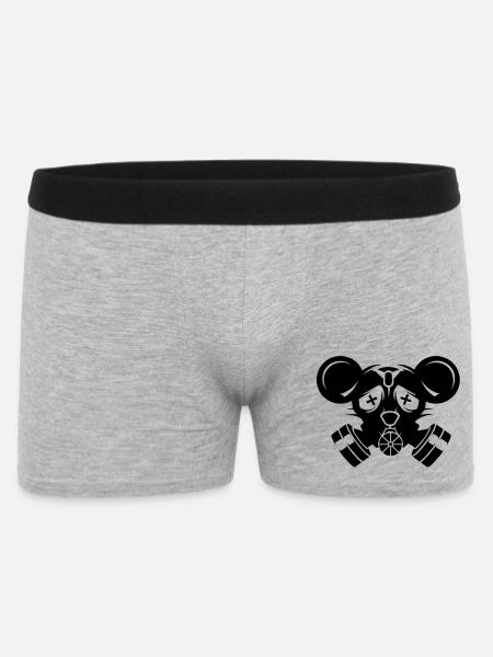 coole Gasmaske mit Mäuseohren - Männer Boxer Shorts - Grau meliert