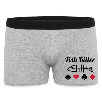 Poker : Fish Killer - Boxer Homme - gris chiné - Devant