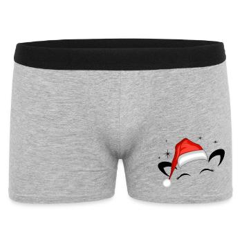 Katze Santa Hut Leuchtende Sterne - Männer Boxer Shorts - Grau meliert - Vorne