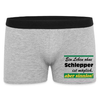 Traktor , Trecker , Schlepper Leben sinnlos .(25) - Männer Boxer Shorts - Grau meliert - Vorne