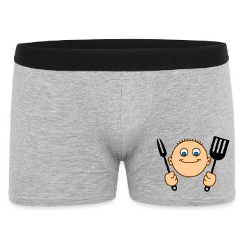 Cheerful help in the kitchen or BBQ - Men's Boxer Shorts - heather grey - Front