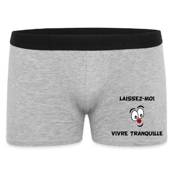 HUMOUR. CITATION. MESSAGE. RETRAITE. ANNIVERSAIRE. - Boxer Homme - gris chiné - Devant