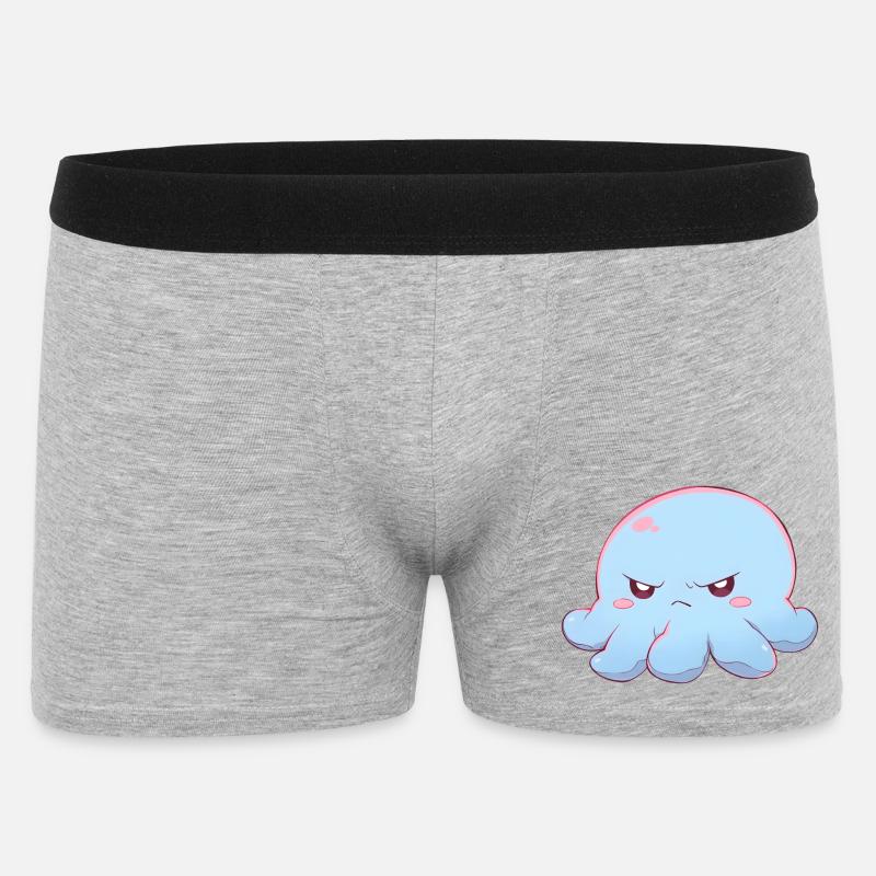 Blue grumpy octopus - Männer Boxer Shorts - Grau meliert