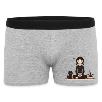 Entspannung mit Katze - Männer Boxer Shorts - Grau meliert - Vorne