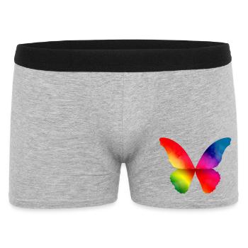 Schmetterling Form in kräftigen Regenbogen Farben - Männer Boxer Shorts - Grau meliert - Vorne