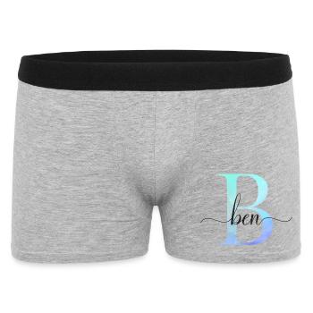 B| Monogramm | Name | Ben | Watercolor - Männer Boxer Shorts - Grau meliert - Vorne