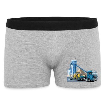 Tieflader im Kieswerk - Männer Boxer Shorts - Grau meliert - Vorne