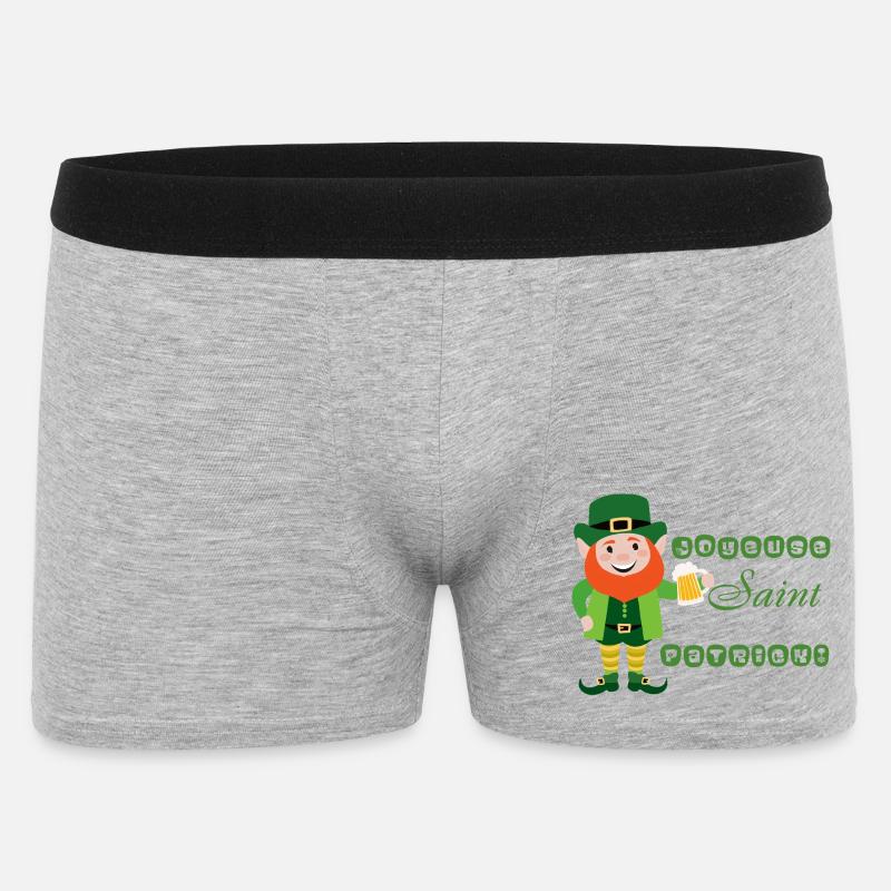 Joyeuse Saint Patrick - Leprechaun Souriant - Boxer Homme - gris chiné
