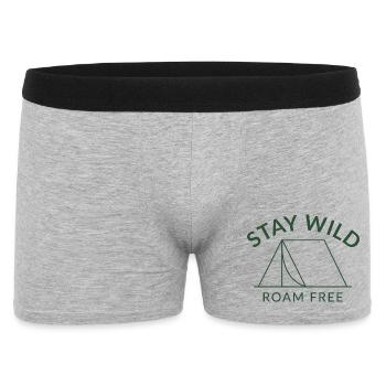 Stay Wild Roam Free Shirt – Minimalistisches Zelt - Männer Boxer Shorts - Grau meliert - Vorne