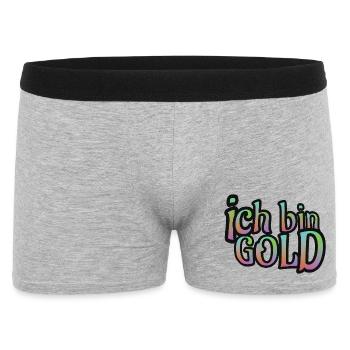 ich bin GOLD - mit den Farben des Regenbogens - Männer Boxer Shorts - Grau meliert - Vorne