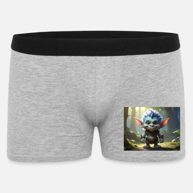Blauer Waldtroll im Mondwald - Männer Boxer Shorts - Grau meliert