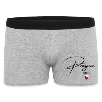 Elegantes Design Prag, ich liebe Prag - Männer Boxer Shorts - Grau meliert - Vorne
