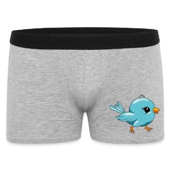 Oiseau bleu heureux mignon - Boxer Homme - gris chiné - Devant