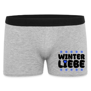 Winter Liebe Herz - Männer Boxer Shorts - Grau meliert - Vorne