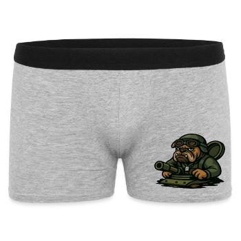 Bulldog char pilote militaire mascotte dessin animé art - Boxer Homme - gris chiné - Devant