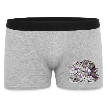 Pfauenfeder Doodle Muster - Männer Boxer Shorts - Grau meliert - Vorne