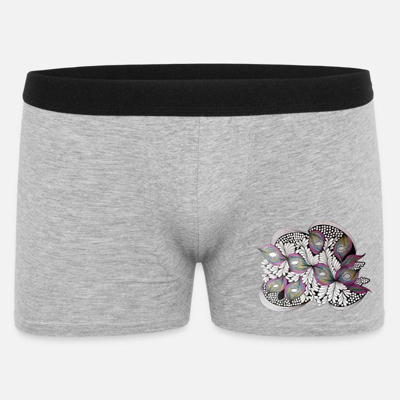 Peacock Feather Doodle Pattern - Men's Boxer Shorts - heather grey