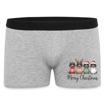 Four dachshunds, badger dogs in Christmas sweater - Men's Boxer Shorts - heather grey - Front