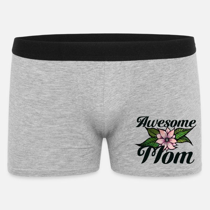 Awesome Mom Blumenemblem - Männer Boxer Shorts - Grau meliert