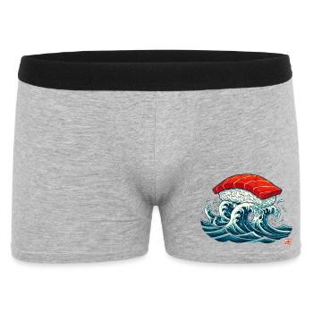 Nigiri de sushi sur l’art des vagues de l’océan - Boxer Homme - gris chiné - Devant