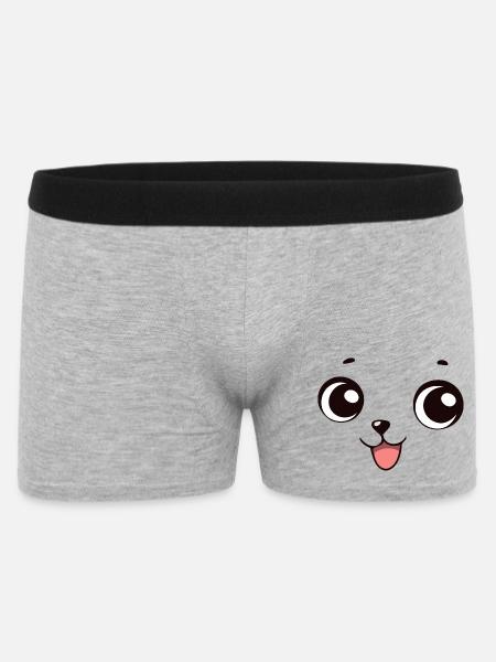 Kawaii Dog Face Funny Smile - Men's Boxer Shorts - heather grey