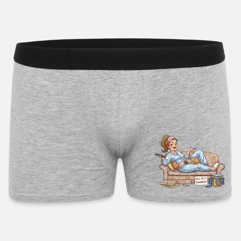 Mach ich morgen - Männer Boxer Shorts - Grau meliert