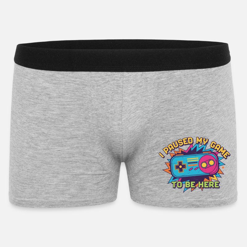 Retro Controller Meme Tee - Männer Boxer Shorts - Grau meliert