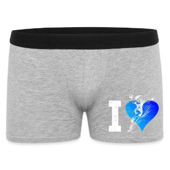 Handball Fans aufgepasst schlichtes Statement fuer - Männer Boxer Shorts - Grau meliert - Vorne