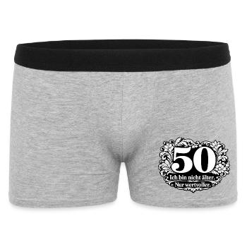 50 Jahre: Nicht älter, wertvoller - Männer Boxer Shorts - Grau meliert - Vorne