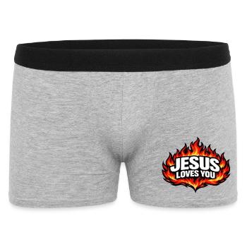 Jesus Loves You Flames Retro - Men's Boxer Shorts - heather grey - Front