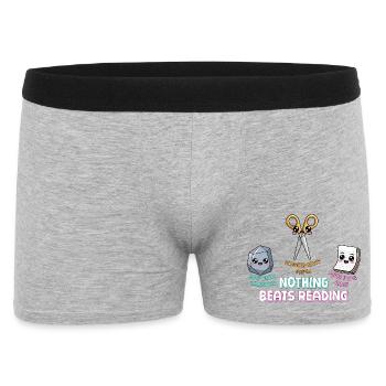 Cute Nothing Beats Reading Book Rock Paper Scissor - Men's Boxer Shorts - heather grey - Front