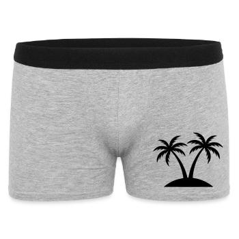 Palmen Insel Strand Silhouette - Männer Boxer Shorts - Grau meliert - Vorne