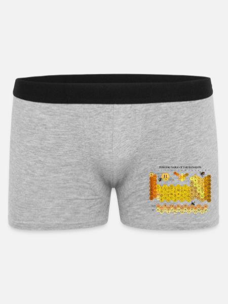 Periodic Table Of The Elements Honeycomb With Bees - Männer Boxer Shorts - Grau meliert