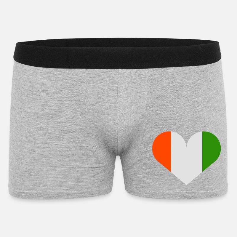 Irische Flagge in Form eines Herzens - Männer Boxer Shorts - Grau meliert