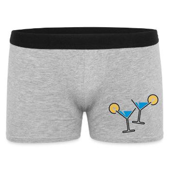 2 Cocktailgläser / Cocktail / Martini + (Hellblau) - Männer Boxer Shorts - Grau meliert - Vorne