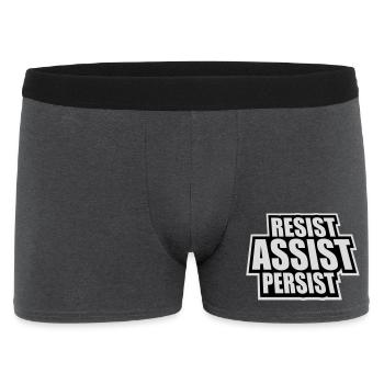 Resist Assist Persist Aktivismus Motivation Logo - Männer Boxer Shorts - Anthrazit - Vorne