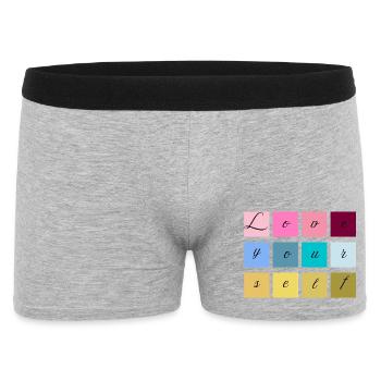 Love Yourself Schriftzug Pastell - Männer Boxer Shorts - Grau meliert - Vorne