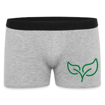 Green Leaf Line Icon Eco Nature Growth Symbol Vect - Men's Boxer Shorts - heather grey - Front