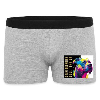 Staffie Head Popart - 050 - Männer Boxer Shorts - Grau meliert - Vorne
