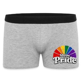 Shine With Pride LGBTQ Statement Retro CSD Fan - Männer Boxer Shorts - Grau meliert - Vorne