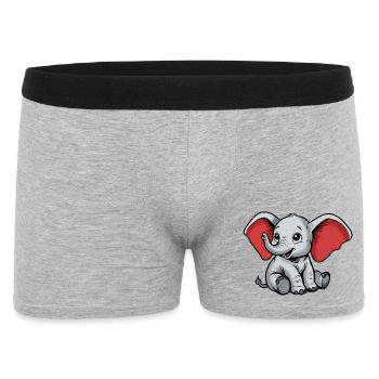 Kleiner Elefant – Fröhliche Cartoonfigur - Männer Boxer Shorts - Grau meliert - Vorne