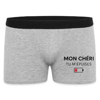 Mon Chéri & Ma Chérie – Tu m’épuises - Boxer Homme - gris chiné - Devant