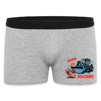 Worm vs Machine Robak Kontra Maszyna - Männer Boxer Shorts - Grau meliert - Vorne