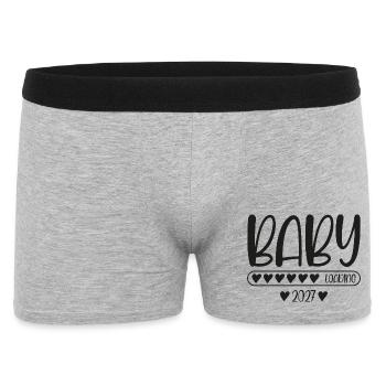 Baby 2027 Loading Schwangerschaft verkünden  - Männer Boxer Shorts - Grau meliert - Vorne