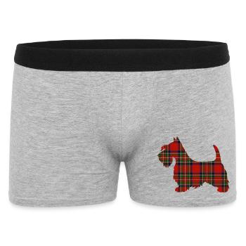 Tartan Scottie Hund | Pyrenäen-Linienlabor - Männer Boxer Shorts - Grau meliert - Vorne